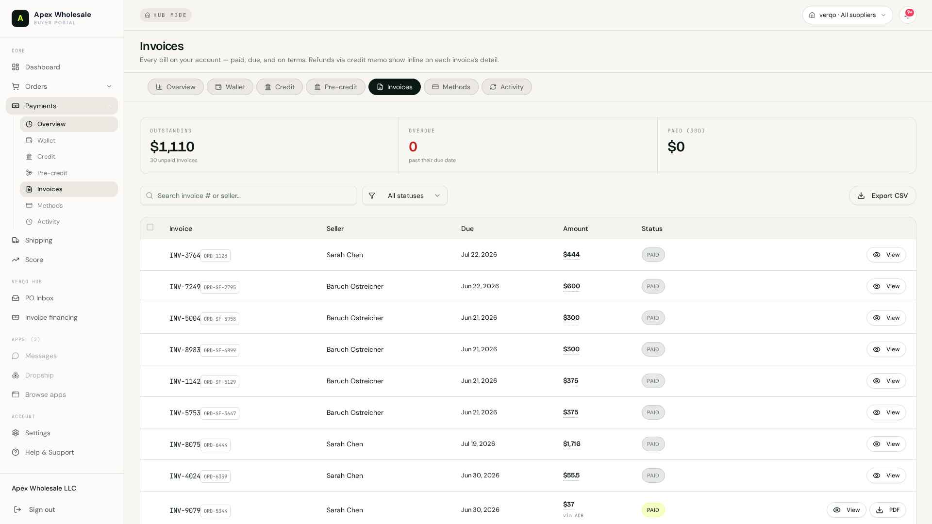Verqo — Food buyer workflow