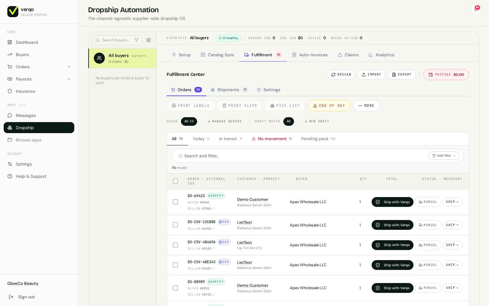 Dropship Automation — the retailer-side flow